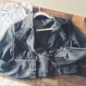 Free People charcoal denim jacket